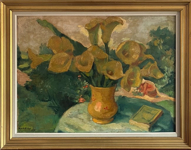 CHARLES KVAPIL (1884-1958), OIL PAINTING OF FLOWERS (1 of 1)