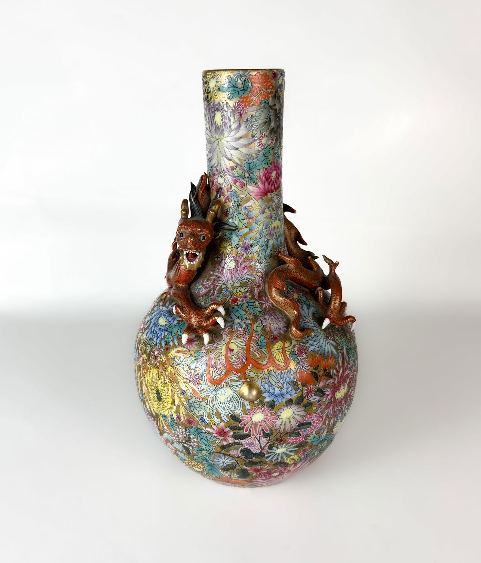 CHINESE 'MILLEFLEUR' DRAGON VASE, REPUBLIC PERIOD (1 of 9)