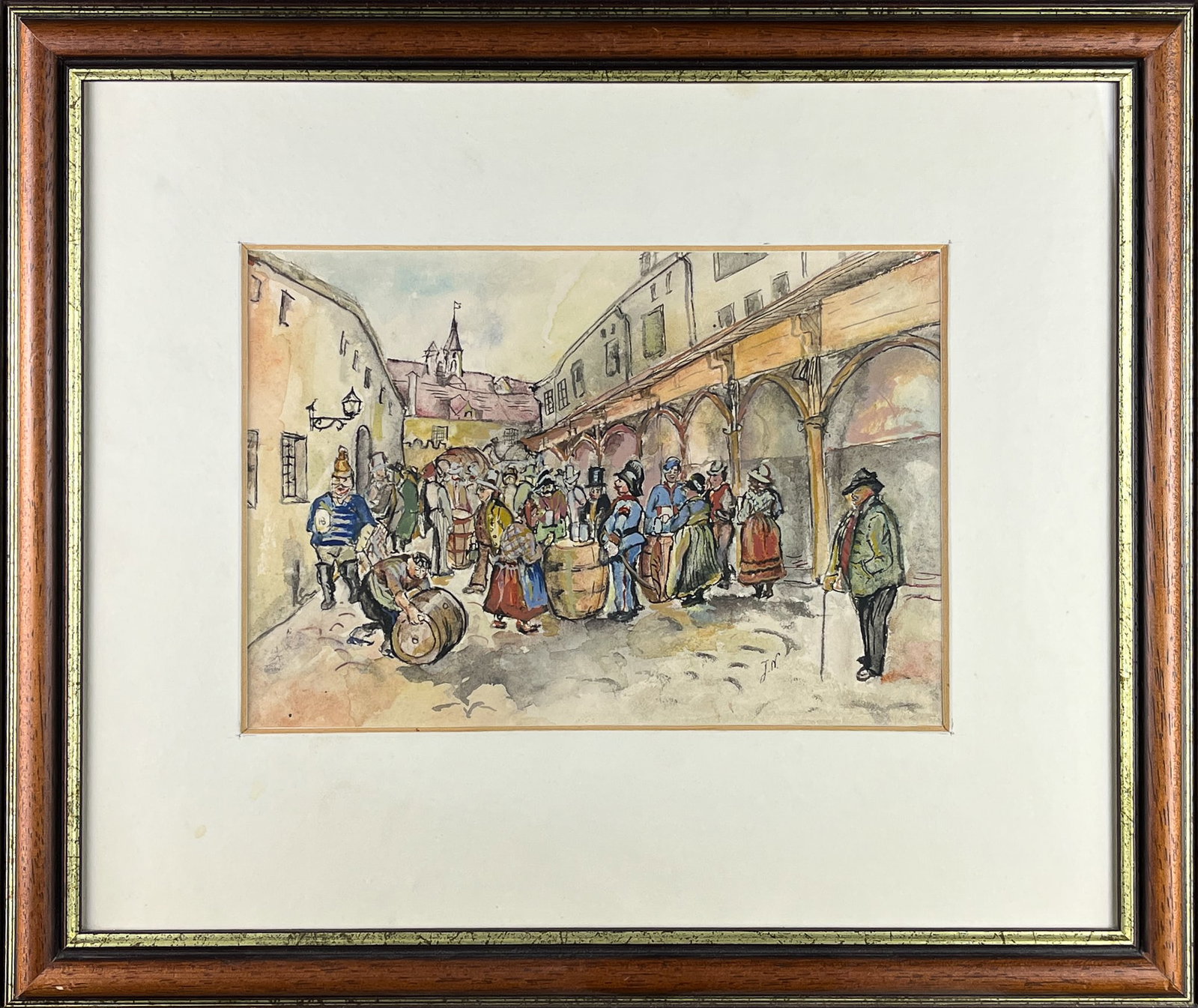 SET OF SEVEN WATERCOLORS, GENRE SCENES FROM MUNCHEN HOFBRAUHAUS, SIGNED (1 of 1)