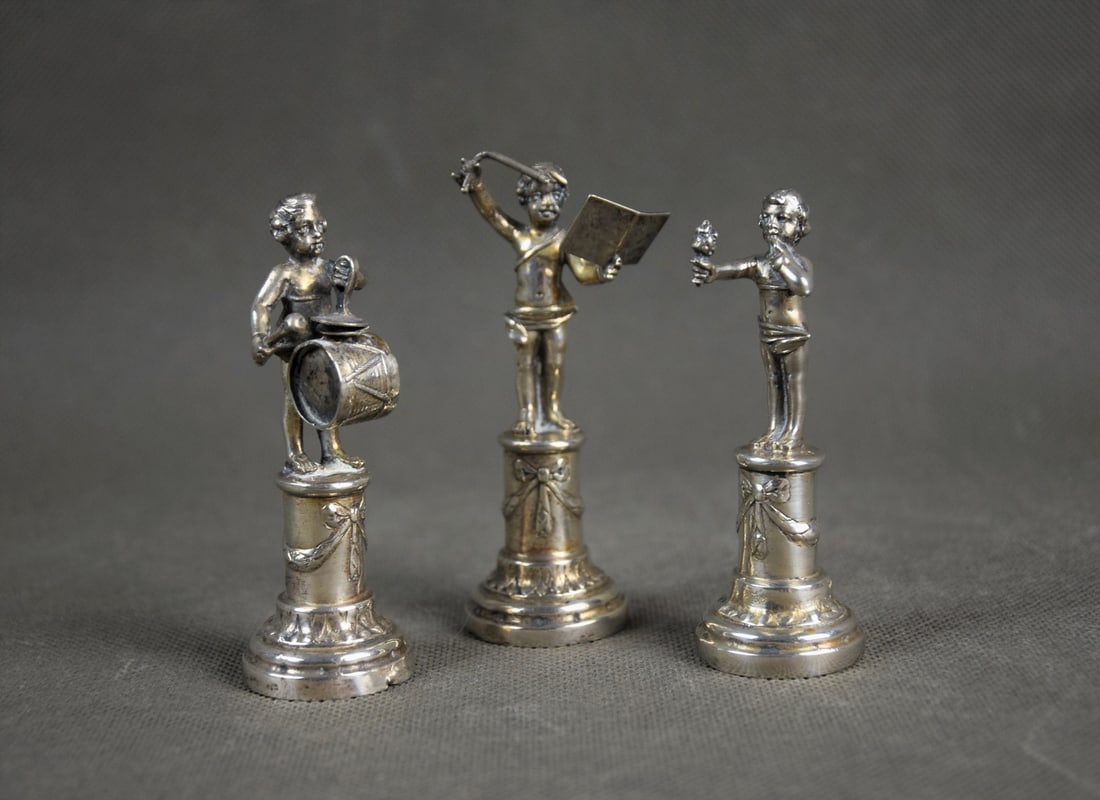 SILVER CUPID FIGURINES, 19TH C, HANAU, GERMANY (1 of 4)