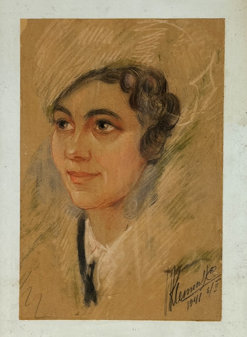 DRAWING OF A GIRL, SIGNED AND DATED 1941: DRAWING OF A GIRL, SIGNED AND DATED 1941 PASTEL, PAPER 26 X 18 CM GOOD CONDITION