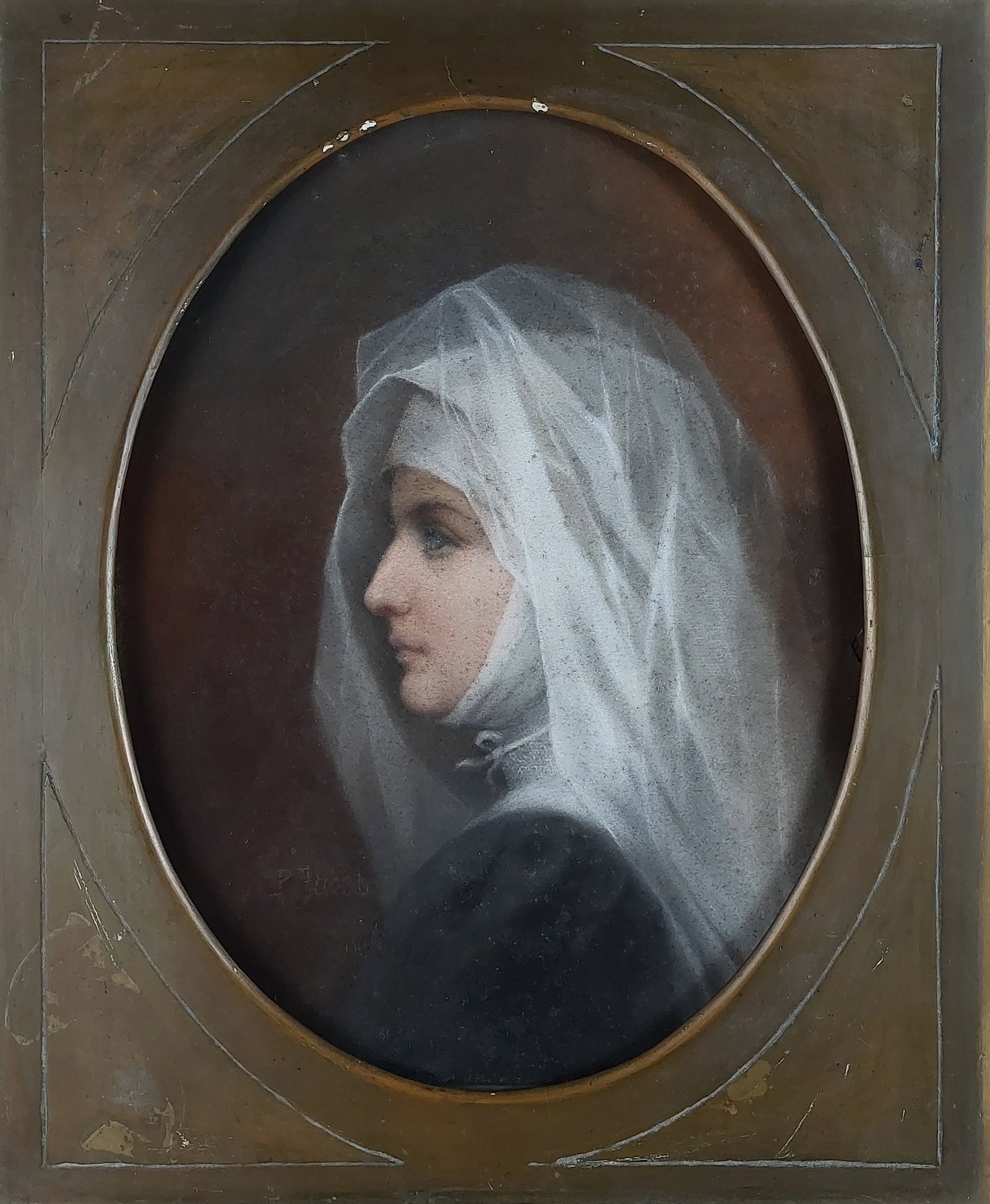 A PASTEL PAINTING OF A NUN, SIGNED 'P.JACOB', 19TH C (1 of 1)