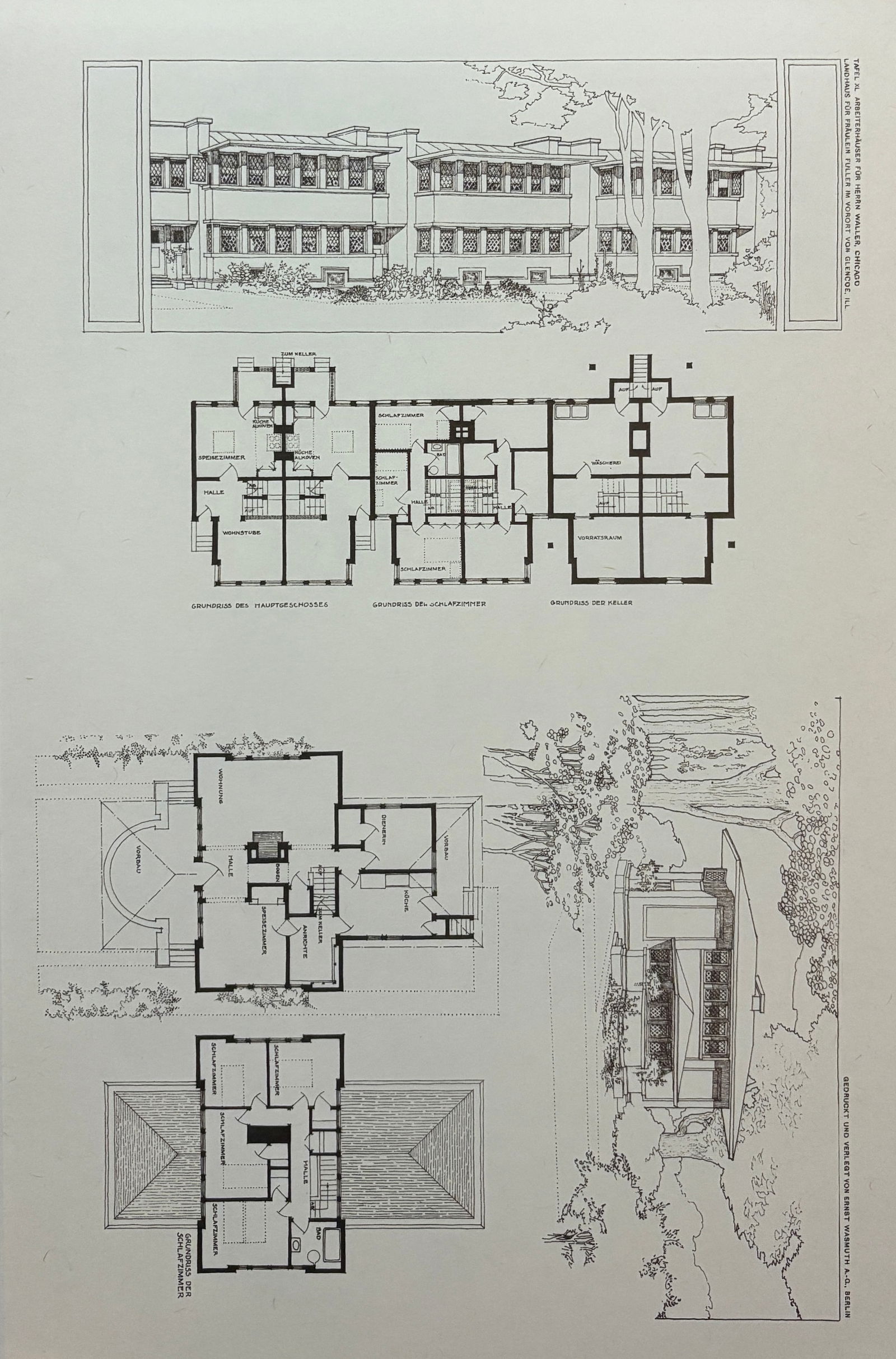 Frank Lloyd Wright - Workmen's Cottages for Mr. E. C. Waller, Illinois (1 of 6)