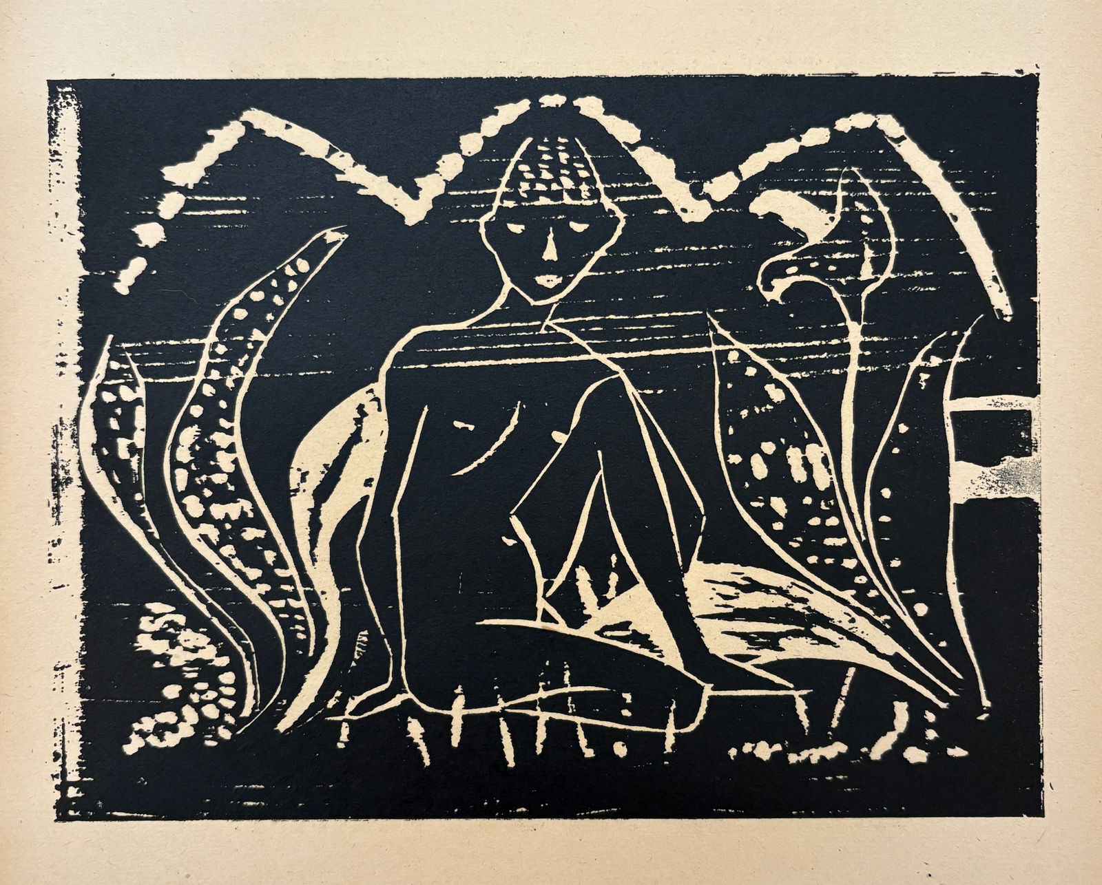 Otto Mueller - Madchen, 1912: OTTO MUELLER (1874–1930) Madchen, 1912 Woodcut 7 inches x 5.25 inches
