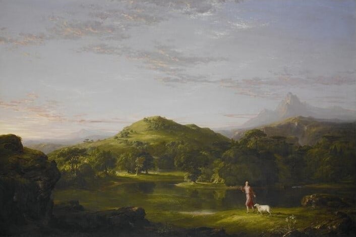 Thomas Cole - The Good Shepherd, Offset Lithograph: THOMAS COLE (1801-1848) The Good Shepherd Offset Lithograph 22 x 28 inches