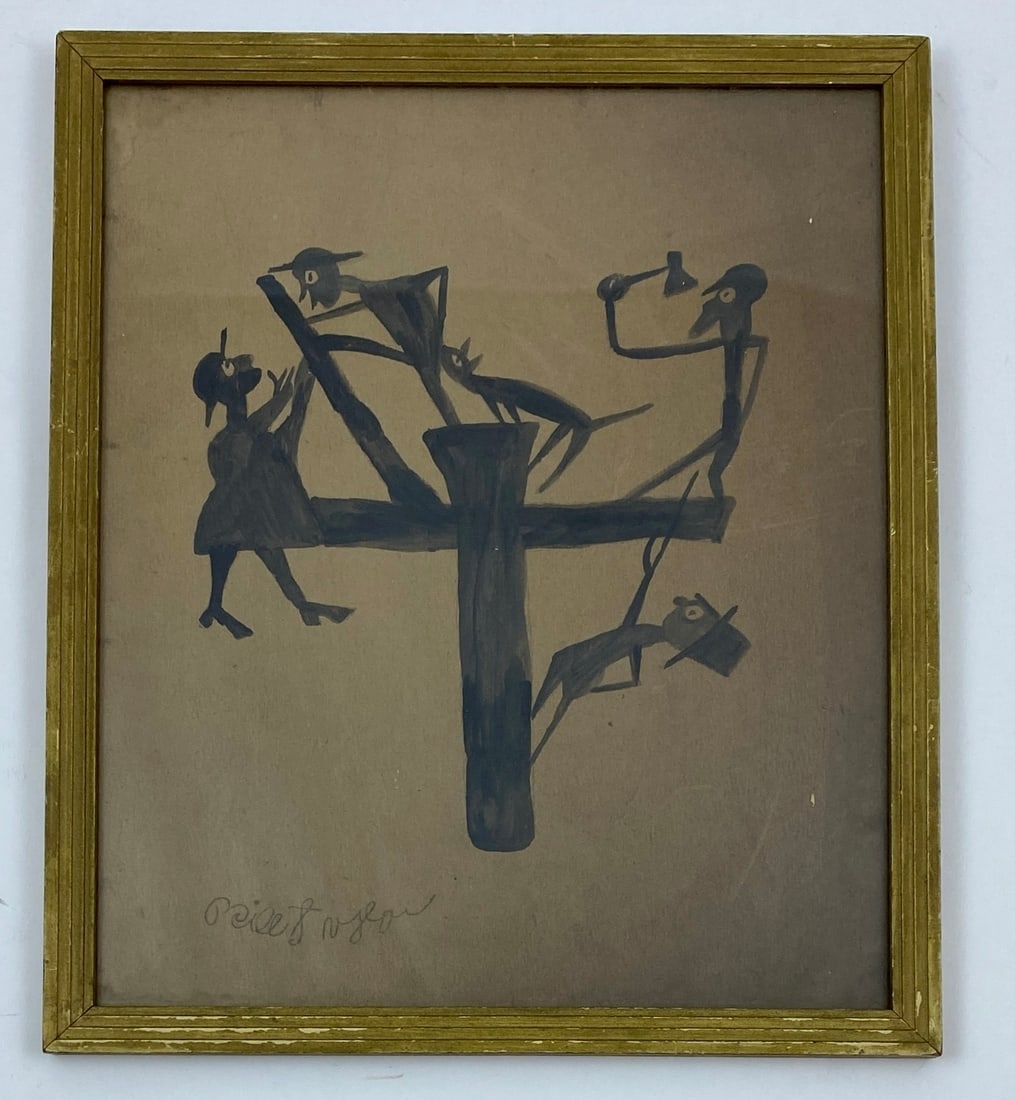 Bill Traylor - Pencil & Gouache on Cardboard: BILL TRAYLOR (1854-1949) Pencil & Gouache on Cardboard 13 x 10 inches