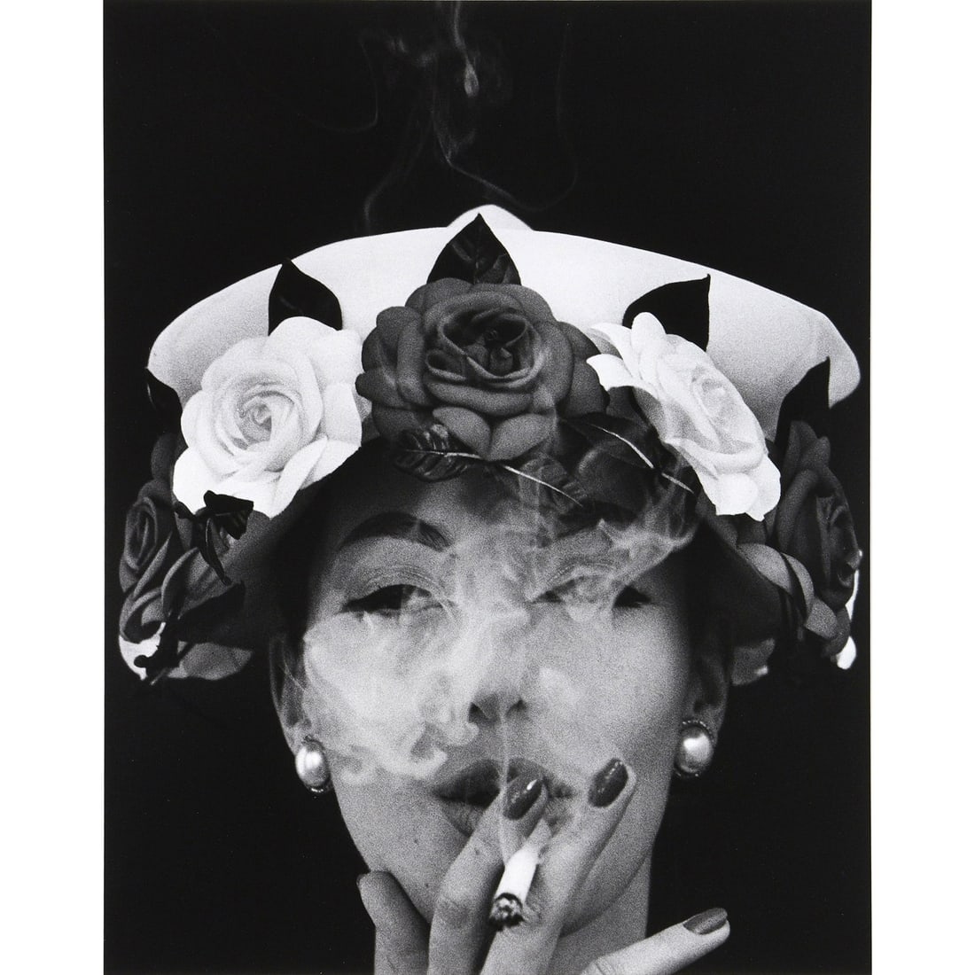 William Klein - Hat and Five Roses, 1956: WILLIAM KLEIN (B. 1928) Hat and Five Roses, 1956 Print 13.5 x 17.5 inches