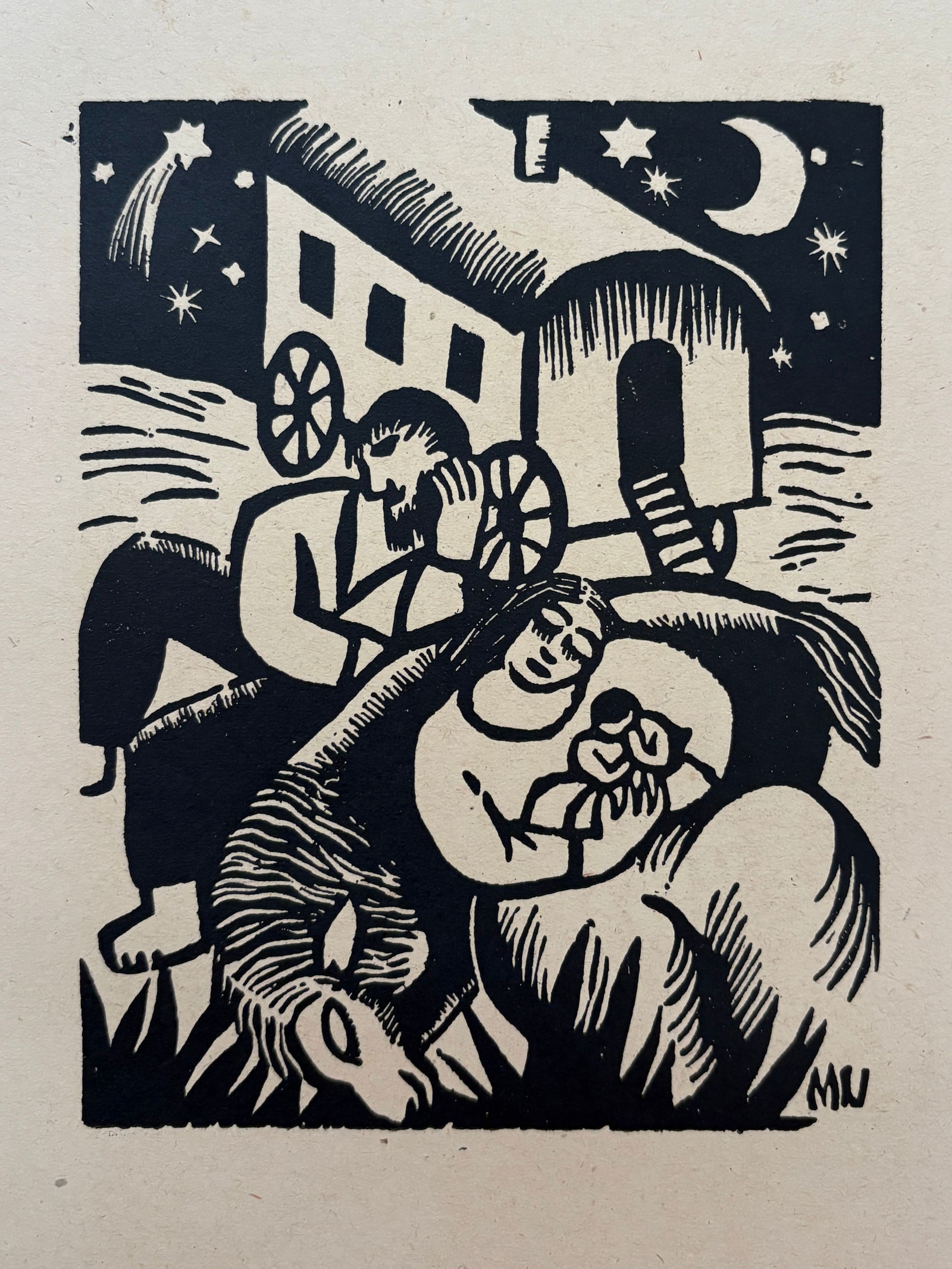 Maria Uhden - Resting Gypsies, 1918: MARIA UHDEN (1892–1918) Resting Gypsies, 1918 Woodcut 5.50 inches x 4.25 inches