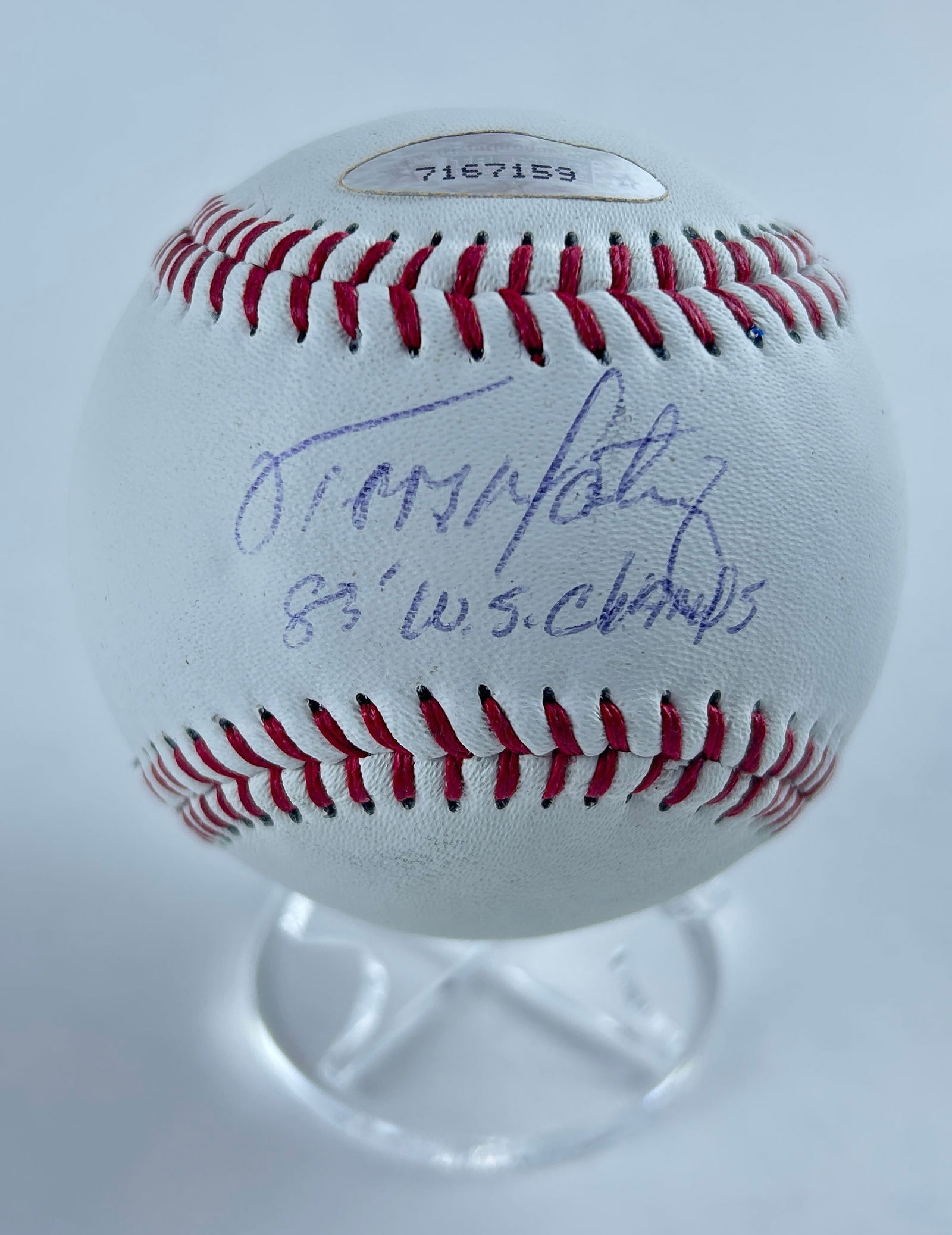Tippy Martinez - Autographed Baseball, Authenticated (1983 World Series Ball) (1 of 5)
