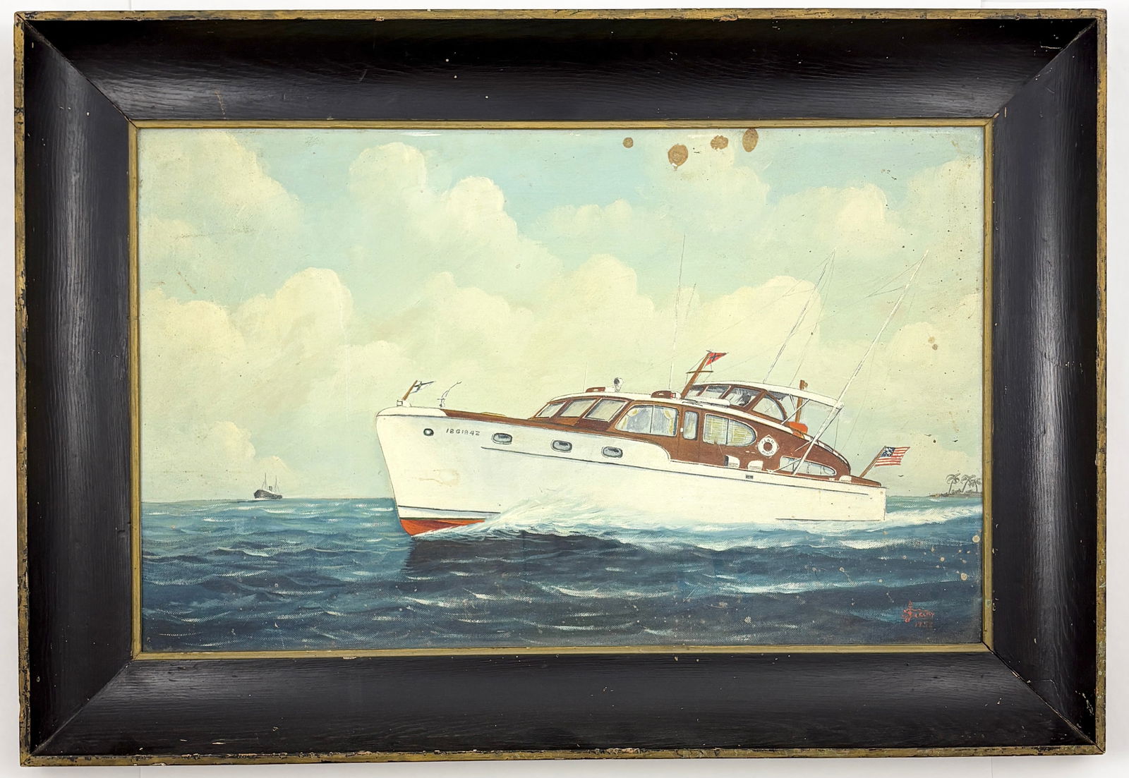 Joseph Selby 'Chris-Craft' Yacht Oil Painting 1952 (1 of 12)
