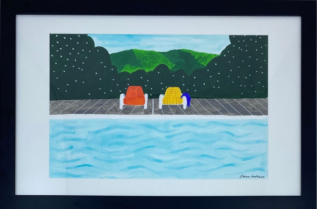 Attrib. David Hockney - Scene of a Pool, Watercolor on Paper (1 of 9)