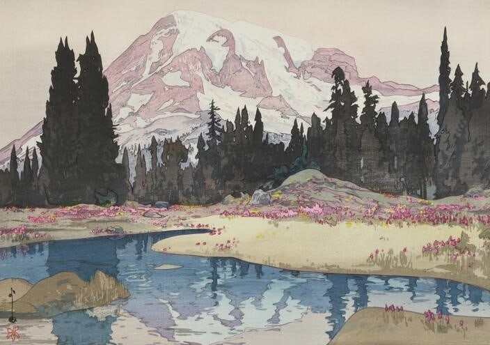 Hiroshi Yoshida - Mount Rainier: HIROSHI YOSHIDA (1876-1950) Mount Rainier 32 x 40 inches