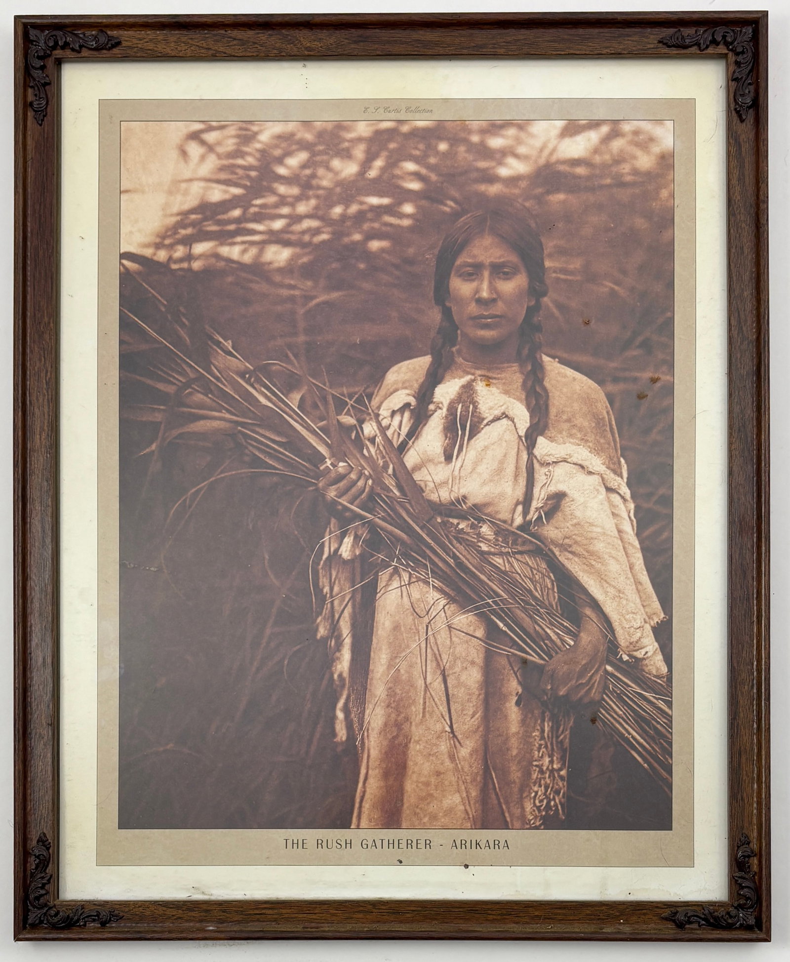 Edward S. Curtis - Arikara, The Rush Gatherer: EDWARD S. CURTIS (1868-1952) Arikara, The Rush Gatherer This iconic image, *Arikara, The Rush Gatherer*, by Edward S. Curtis captures a powerful moment in Native American history. As part of Curtis’