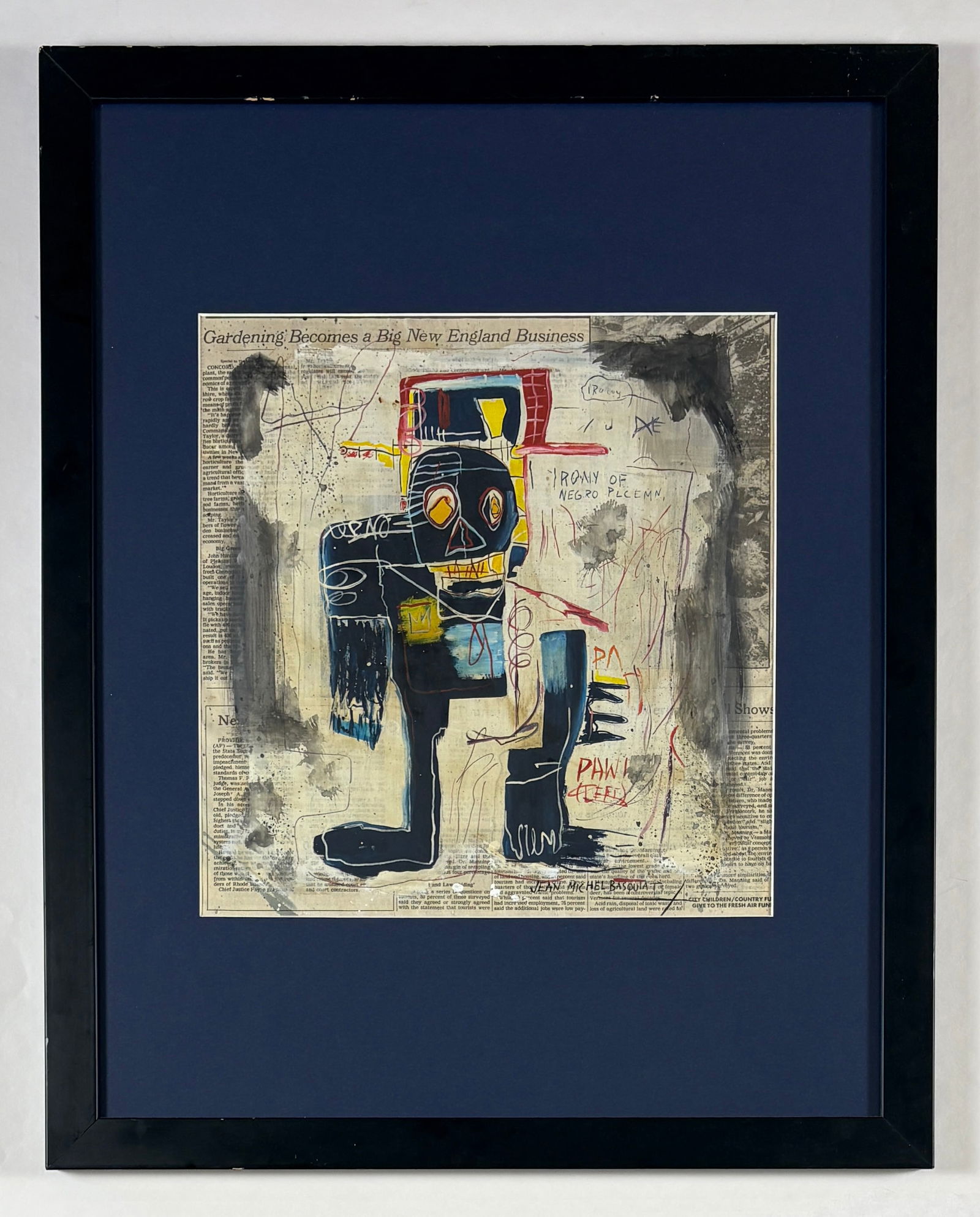 Jean Michel Basquiat - Original Ink on Vintage New York Newspaper (1 of 7)