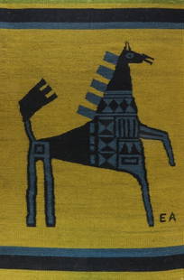 Evelyn Ackerman - Horse, Tapestry: EVELYN ACKERMAN (1924–2012) Portrait of a Horse Handwoven Wool Tapestry 67 x 23.5 inches (170.2 x 59.7 cm) This striking handwoven wool tapestry by Evelyn Ackerman, titled Portrait of a Horse,