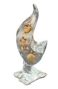 Robert Wyland - Sea Turtle Realm, Acrylic Sculpture: ROBERT WYLAND (B. 1956) Sea Turtle Realm, 1999 Acrylic Sculpture 9.25 inches tall This captivating sculpture by renowned marine artist Robert Wyland, titled Sea Turtle Realm, showcases his