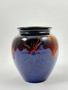 Roger Corn Pottery Vase: ROGER CORN (B. 1957) Pottery Vase Handmade Glazed Stoneware 6.5 inches tall This handcrafted stoneware vase by Georgia folk potter Roger Corn exemplifies his signature approach to traditional