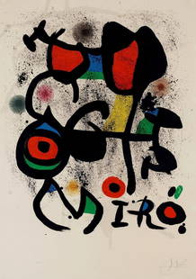 Joan Miro - Bronzes, Hayward Gallery, 1972 (Lithograph): JOAN MIRO (1893–1983) Bronzes, Hayward Gallery, London, 1972 Lithograph on Arches Paper Pencil Signed and Numbered Edition of 150 24.25 x 34.75 inches (61.6 x 88.3 cm) Joan Miró's *Bronzes, Hayward