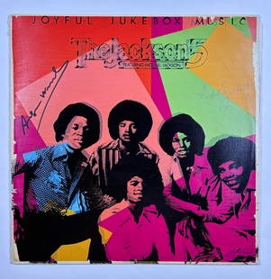 Michael Jackson, Andy Warhol - Hand Signed Album Cover (Silkscreen): MICHAEL JACKSON (1958–2009) & ANDY WARHOL (1928–1987) Joyful Juke Box Music, 1976 Album Cover with Original Disc Hand Signed by Both Michael Jackson & Andy Warhol Silkscreen on Album Cover 12.25 x