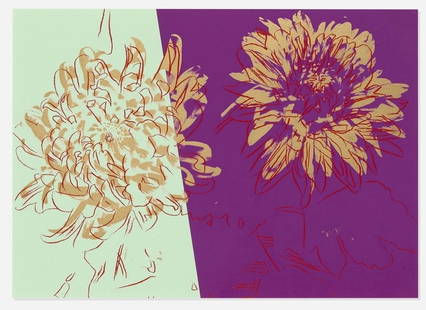 Andy Warhol - Kiku, 1984 (Screenprint): ANDY WARHOL (1928–1987) Kiku 1984 Screenprint Dimensions: 7.75 x 10.5 inches Kiku is a striking screenprint by Andy Warhol, created in 1984. The piece features a stylized representation of a chrysan