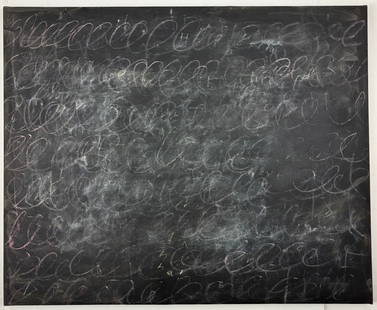 Attrib. Cy Twombly, Chalkboard Asthetic: Attributed to Cy Twombly - Chalkboard Aesthetic on Canvas Dimensions: 22 x 27.25 inches This captivating artwork, attributed to renowned artist Cy Twombly, showcases his signature chalkboard