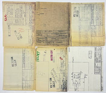 Group of Six Apollo-Era Engineering Blueprints for Communications & Docking Systems by Motorola, Far: NASA / VARIOUS CONTRACTORS – Pre-Apollo 1 Block I Programs Group of Six Engineering Blueprints for Narrow-Band Detectors, Digital-to-Analog Converters, Wiring Harnesses & Docking-Illumination