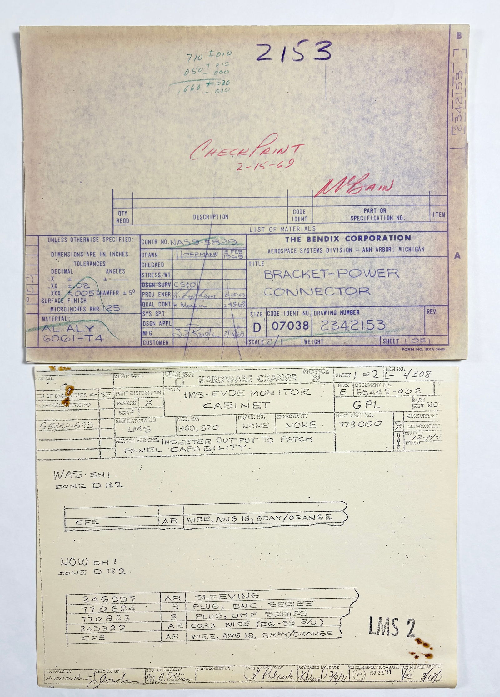 Lot of Two EVDE Monitor System Blueprints – Size D & E Master Copies (1 of 8)