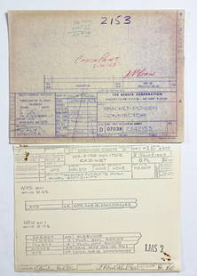 Lot of Two EVDE Monitor System Blueprints – Size D & E Master Copies: NASA / BENDIX CORPORATION – Aerospace Systems Division, Ann Arbor, Michigan Modification Drawing: EVDE Monitor Bracket & Power Connector Size Code D (?17" × 22") “Check Print” master