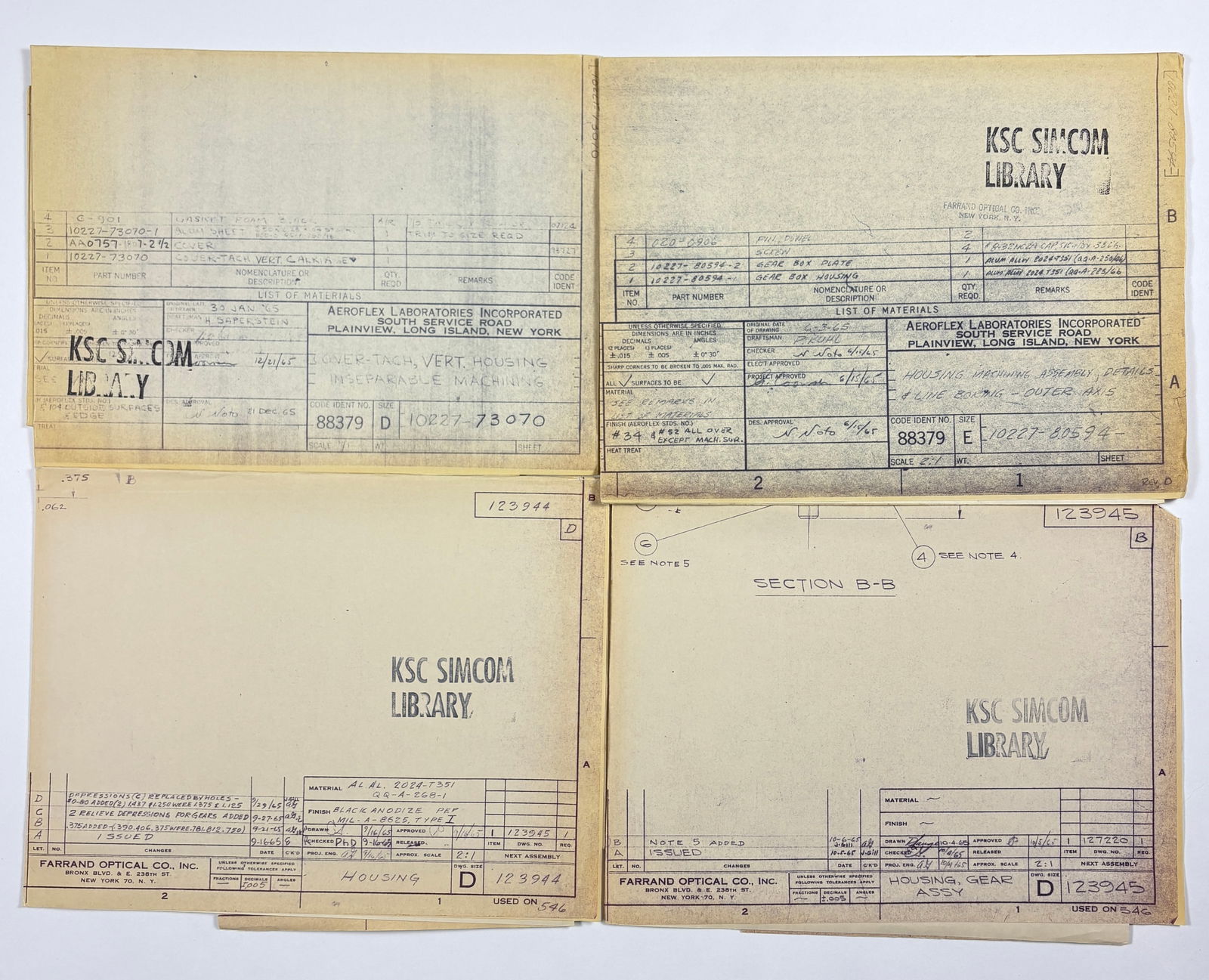 Apollo 1 – Lot of 4 Oversize Engineering Blueprints, Size D & E (Structural/Systems) (1 of 17)