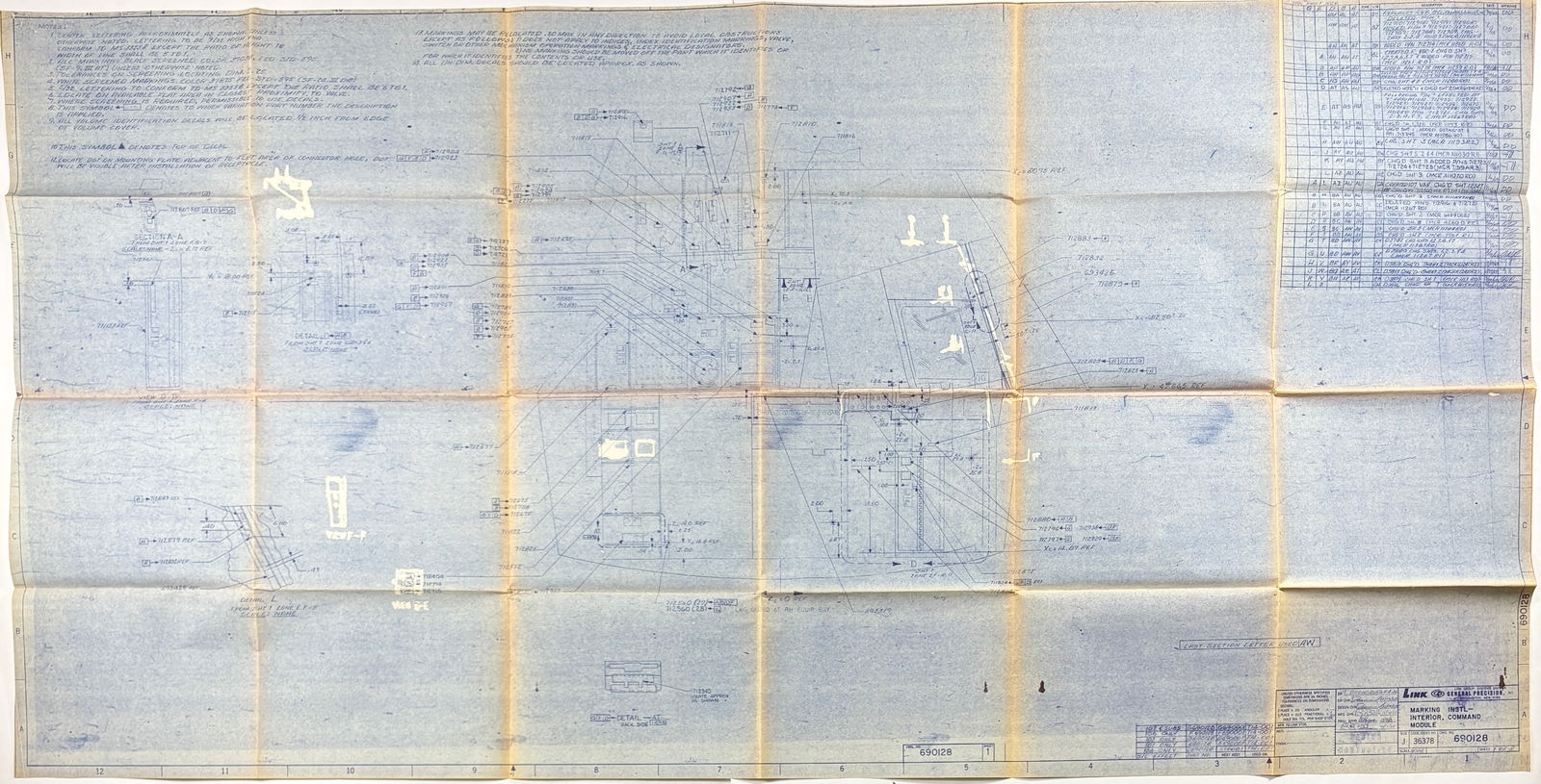 Apollo 11 – Size J Blueprint: Marking Installation – Interior, Command Module (67" x 34") (1 of 9)