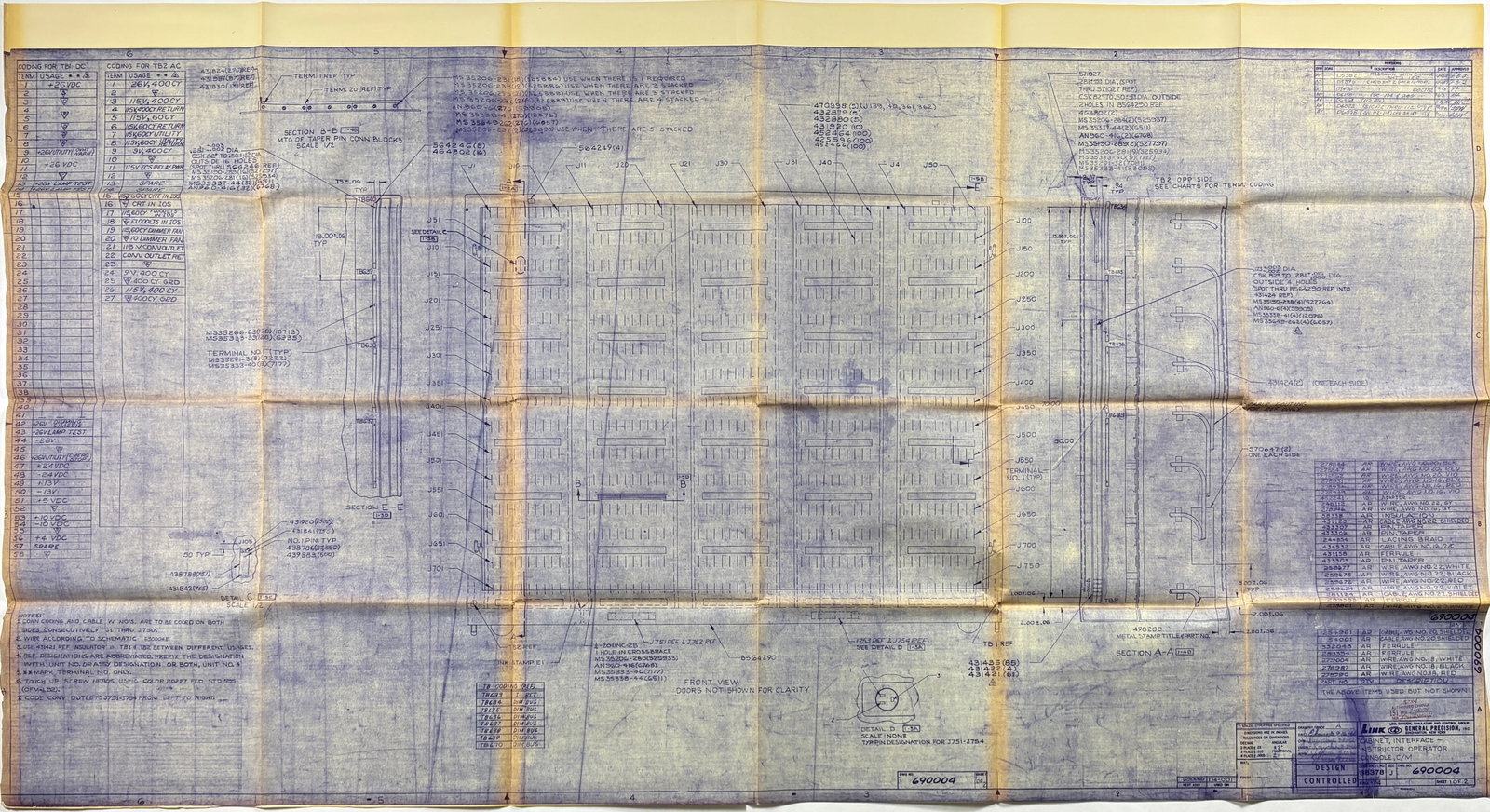 Apollo 1 – Cabinet Interface Blueprint for Instructor Console (Size J) (1 of 9)