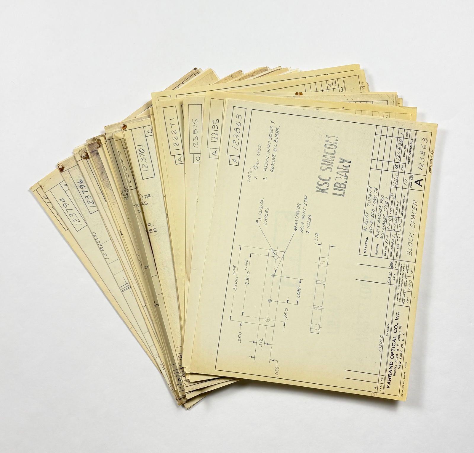 Apollo 1 Command Module Electrical & Optical Blueprints – Farrand Optical, 31 Sheets, Sizes A–C (1 of 19)