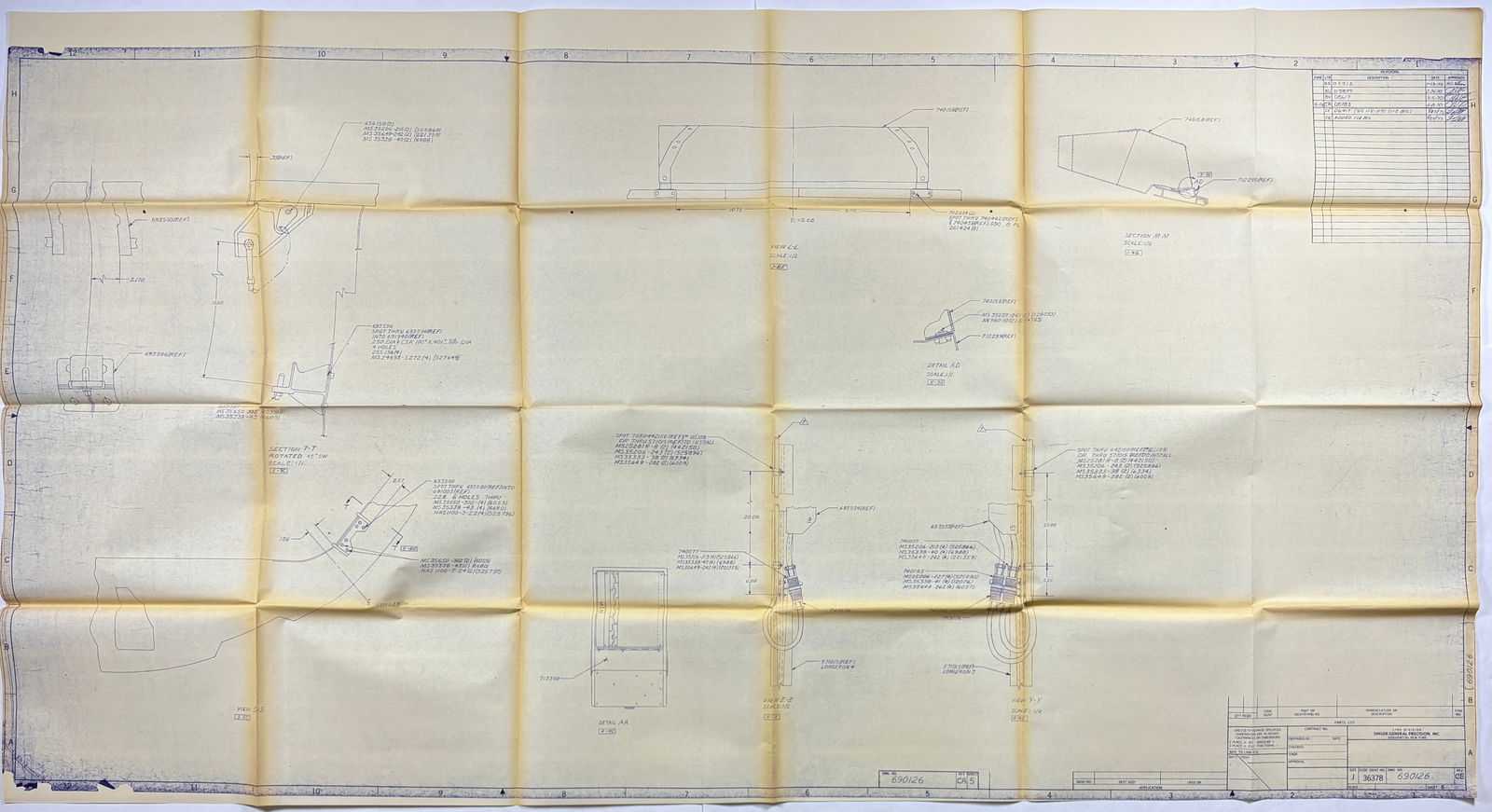 Apollo 14 Command Module Electrical Panel Blueprint – Size J (66"x36"), Singer General Precision (1 of 7)