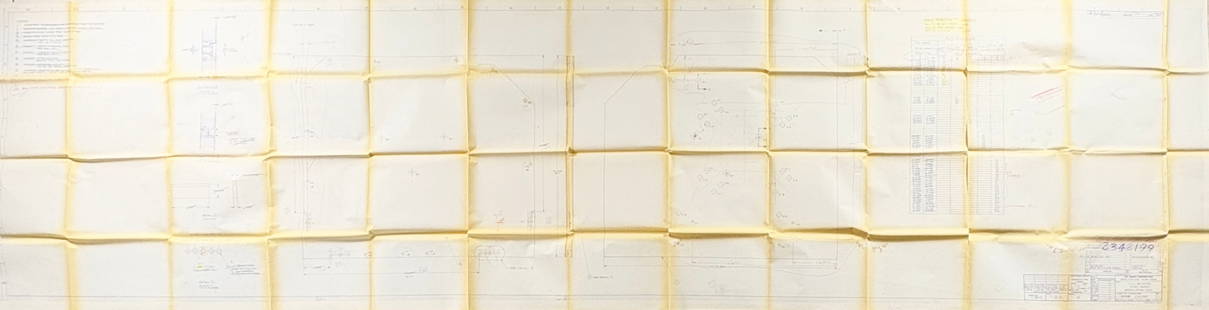 Apollo 9 Size J Blueprint – PSE Mounting Plate Insert Modification Assembly, Bendix Corp.: The Bendix Corporation Drawing: PSE Mounting Plate Insert Modification Assembly Original Apollo 9 Size J blueprint measuring approximately 138 x 36.5 inches. This large-format technical drawing