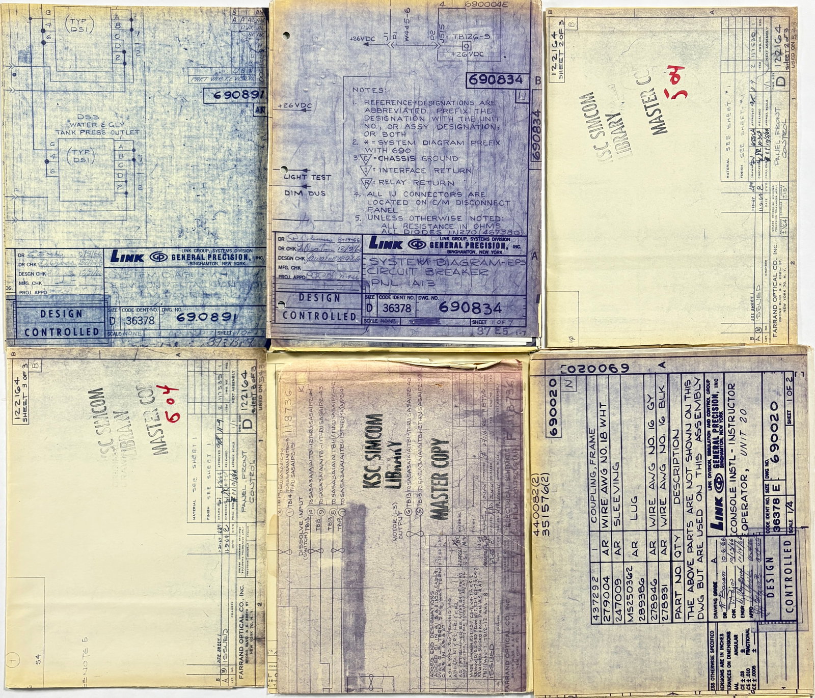 Apollo 1 – Lot of 12 Size D Blueprints by Link Group & Farrand Optical (1966–67) (1 of 16)
