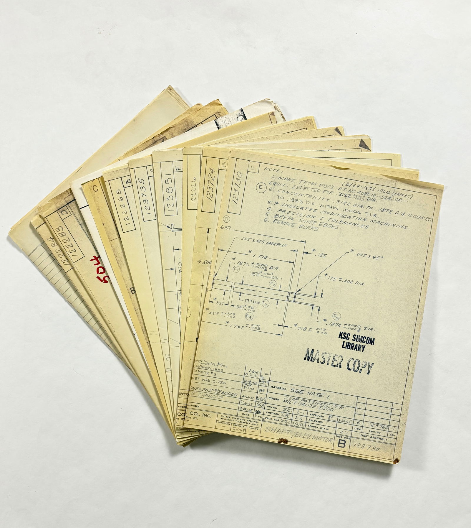 Apollo 1 – Lot of 19 Blueprints incl. Motorola & Farrand Optical (1966, Sizes B–F) (1 of 20)