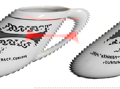 Vintage Apollo 11 "Moon Dust Express" Capsule Mug – Edwin Aldrin Signature – 1969: Apollo 11 “Moon Dust Express&rdquo; Commemorative Mug 1969 – Sold at John F. Kennedy Space Center Uncommon vintage Apollo 11 commemorative mug, modeled after the Command Module and inscribed with