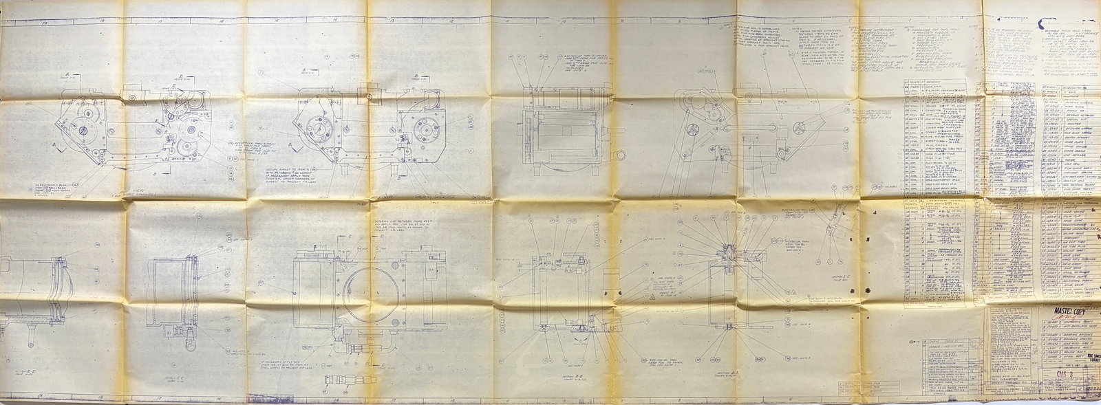 Pre-Apollo 1 – Farrand Optical Master Copy, Size J Cassette Assembly Blueprint (120 × 36 in) (1 of 9)