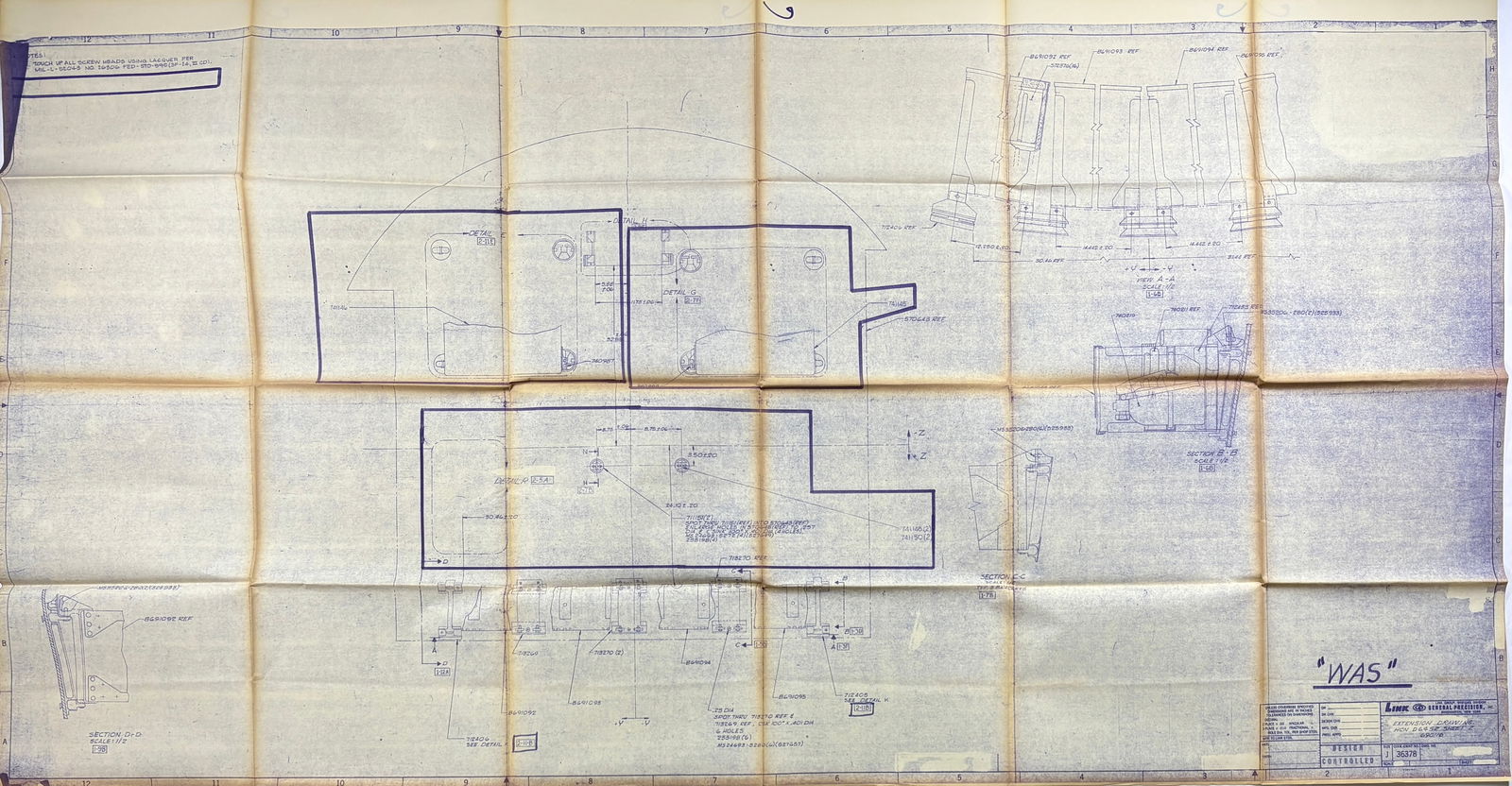Apollo 14 – Link General Precision Size J Blueprint, “Extension Drawing,” 67 × 36 in. (1 of 4)