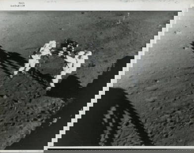 NASA APOLLO 11 – FIRST MOON LANDING FLAG PHOTO (TYPE I), DATED AUGUST 12, 1969: Apollo 11 NASA Type I Photograph – Raising the American Flag on the Moon NASA ID: S-69-40308 – Dated August 12, 1969 Original NASA Type I photograph capturing one of the most iconic moments in spa