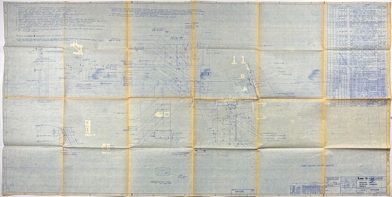 Apollo 11 – Link Precision Size J Blueprint (67.5x34 in.), Marking Instl – Interior CM (1 of 8)