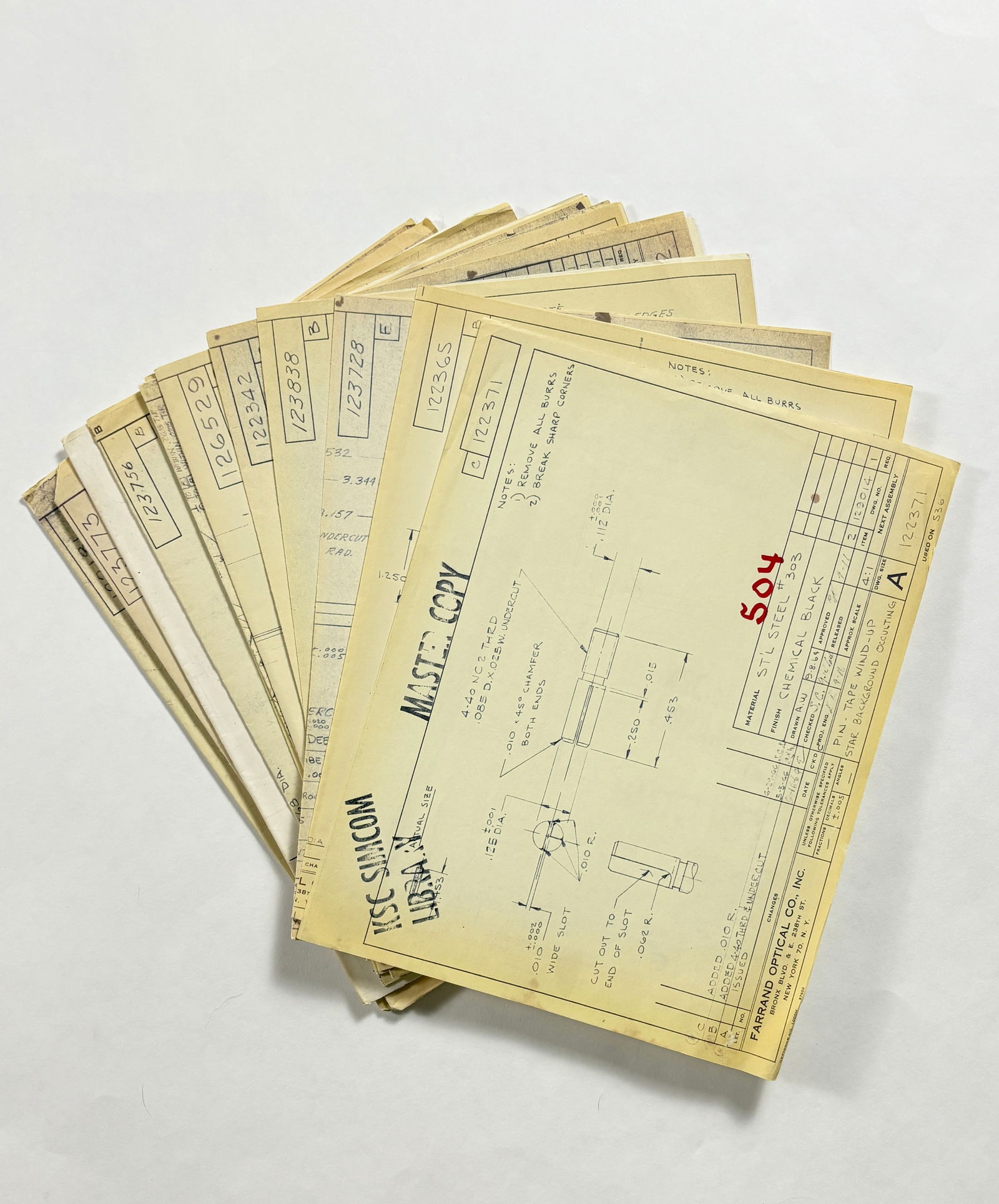 Apollo 1 – Lot of 13 Blueprints, Farrand Optical & Motorola Inc., Sizes A–F (1 of 14)