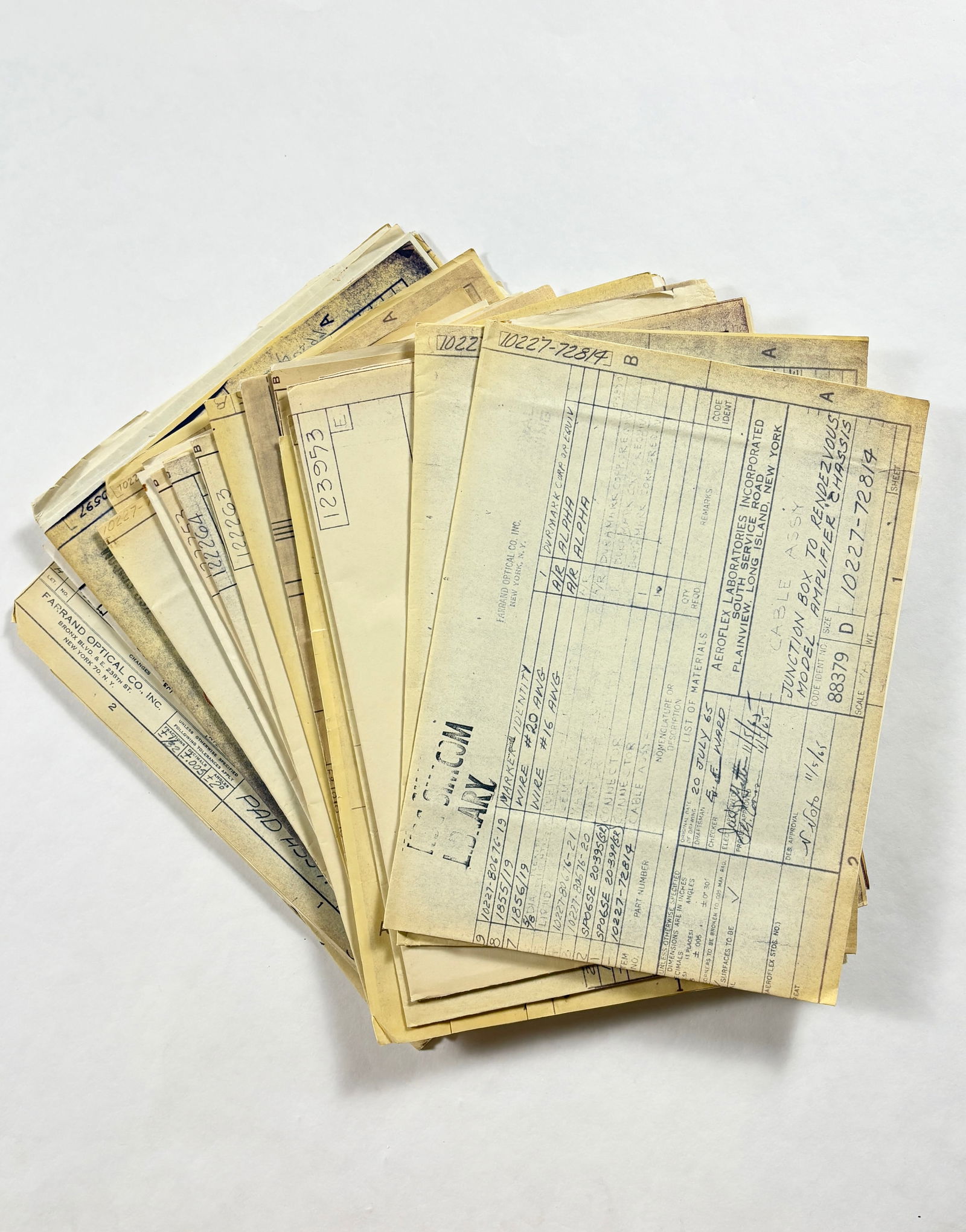 Pre-Apollo 1 – Lot of 18 Blueprints (D–F) from Aeroflex & Farrand Optical (1 of 19)