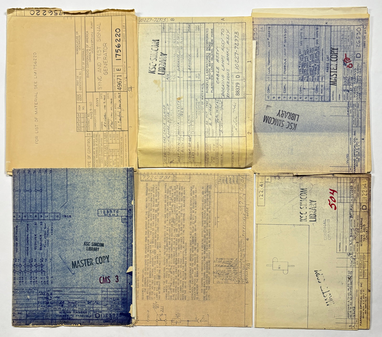 Pre-Apollo 1 – Lot of 6 Blueprints incl. Farrand, GE, Aeroflex (Master Copy, Wiring & Signal) (1 of 20)