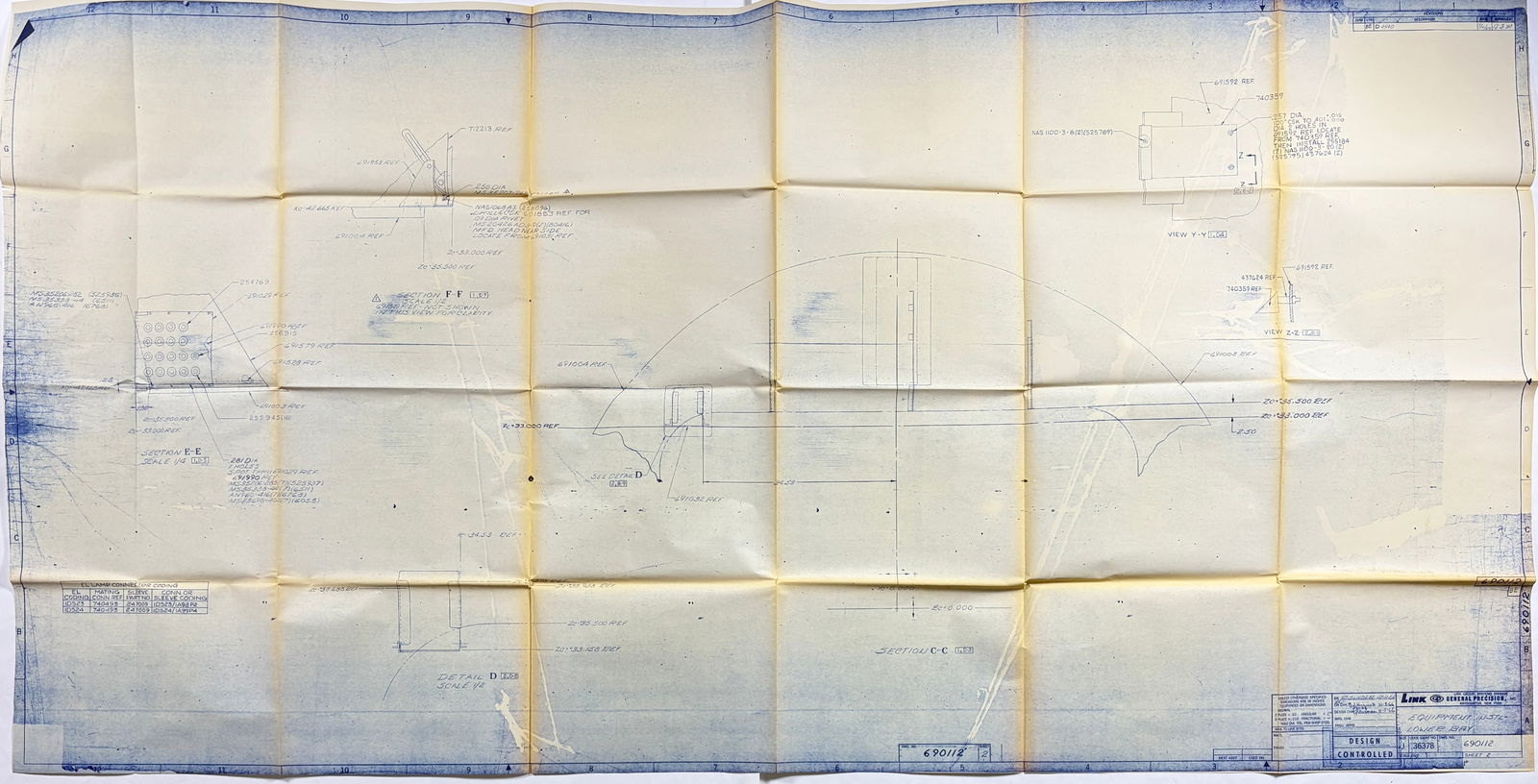 Apollo 11 – Size J Blueprint “Equipment Instl – Lower Bay”, 66.5 x 34 Inches (1 of 7)