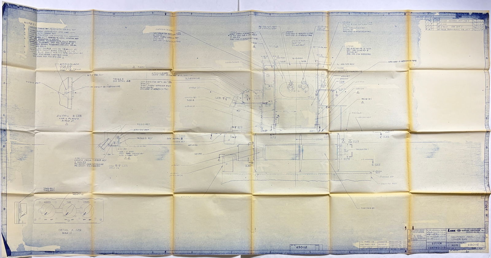 Apollo 11 – Link Precision Size J Blueprint, Equipment Instl–Lower Bay (67 × 34 in) (1 of 8)