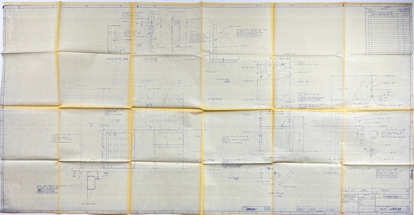 Apollo 1 – Singer-General Precision Size J Blueprint, Control Panel Layout (66 × 34 in) (1 of 7)
