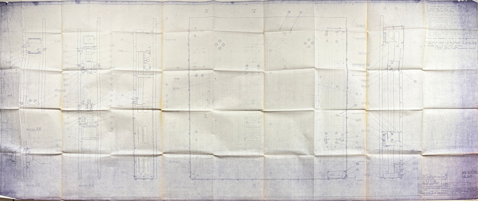 Apollo 1 – Farrand Optical Size J Blueprint: Carriage Assy CRT Focusing (86" × 36") (1 of 8)