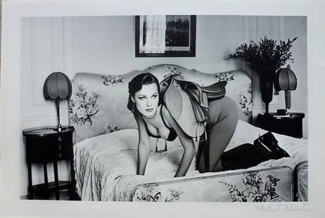Helmut Newton - Saddle I, 1976 (Hand Signed): HELMUT NEWTON (1920–2004) Saddle I, 1976 Photograph Hand signed in pencil by the artist at bottom right One of Helmut Newton’s most iconic and provocative images, Saddle I exemplifies his mastery