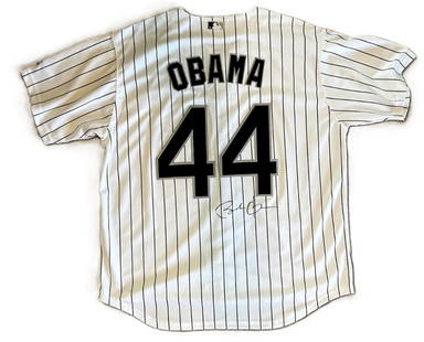 Barack Obama - Hand Signed White Sox Jersey, JSA Authenticated: BARACK OBAMA (b. 1961) Hand-Signed Chicago White Sox Jersey Authenticity guaranteed by JSA (James Spence Authentication) A rare and highly collectible Chicago White Sox jersey hand signed by President